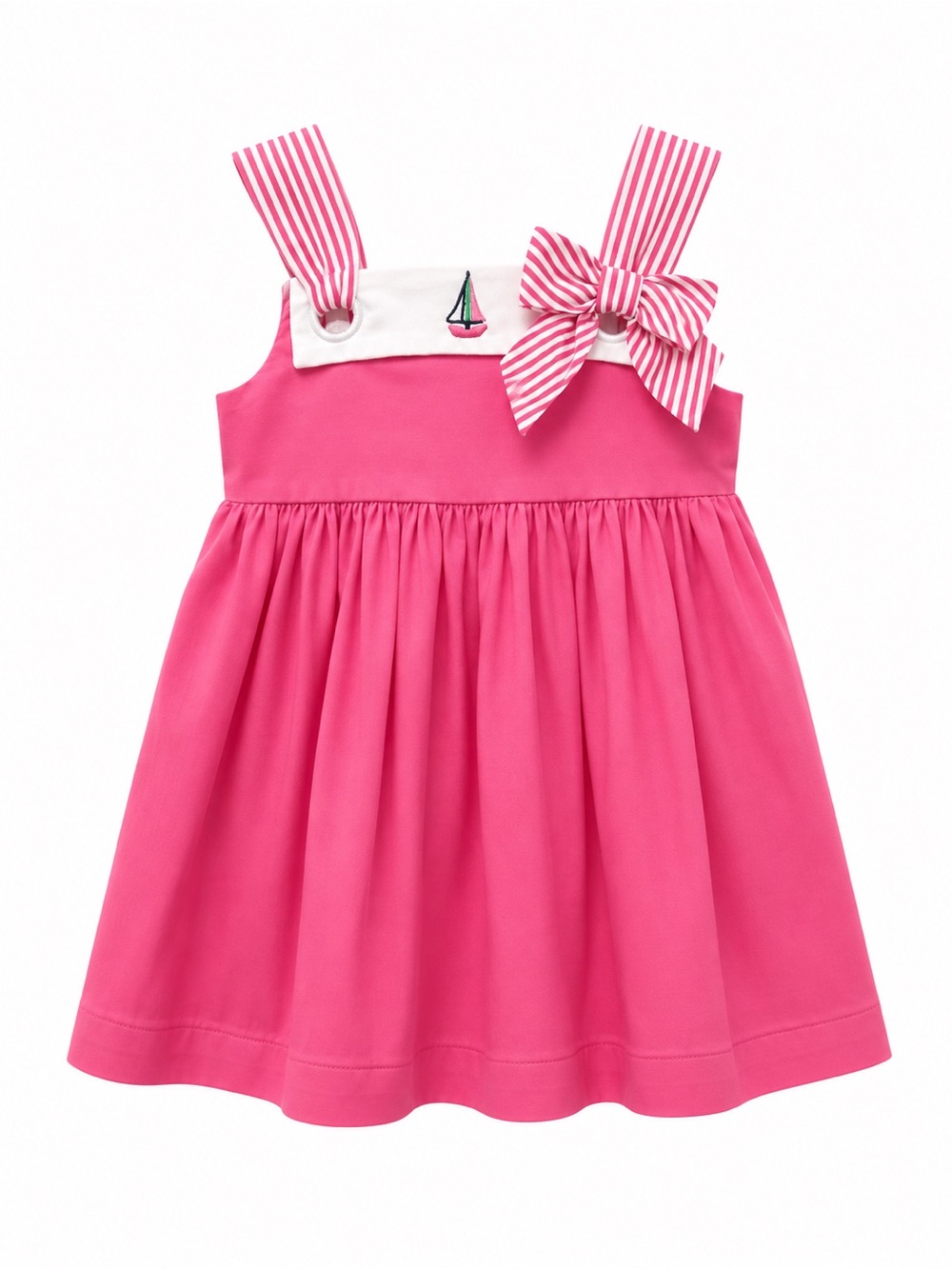 Janie and Jack Sail Away Pink Nautical Embroidered Sailboat Dress
